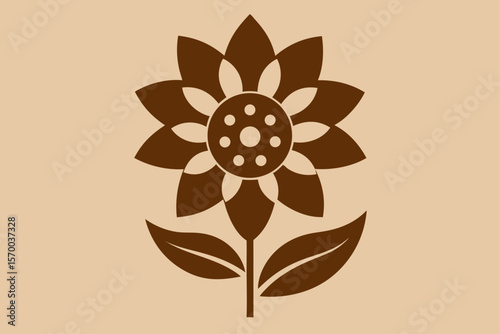 Sepia Tone Flower with Film Grain Effect