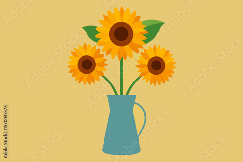 Sunflowers in a Vintage Glass Vase