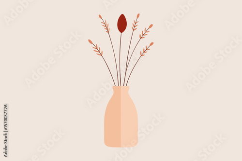 Vase with Dried Flowers in Neutral Colors Boho Decor