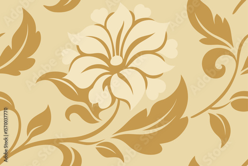 Vintage Floral Pattern with Beige Background Soft Style