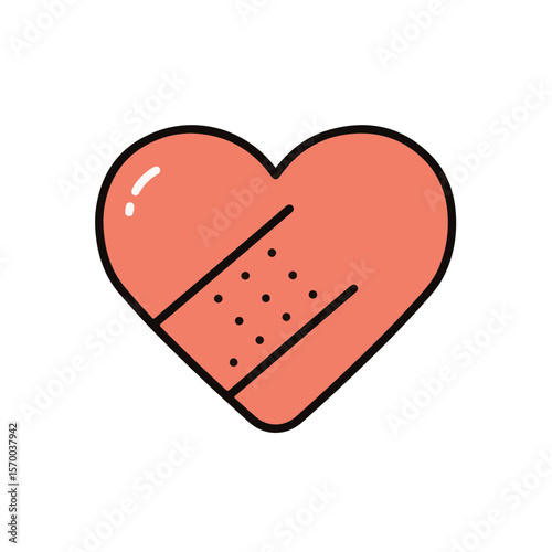 A heartwarming illustration of a heart adorned with a plaster, symbolizing healing and care.