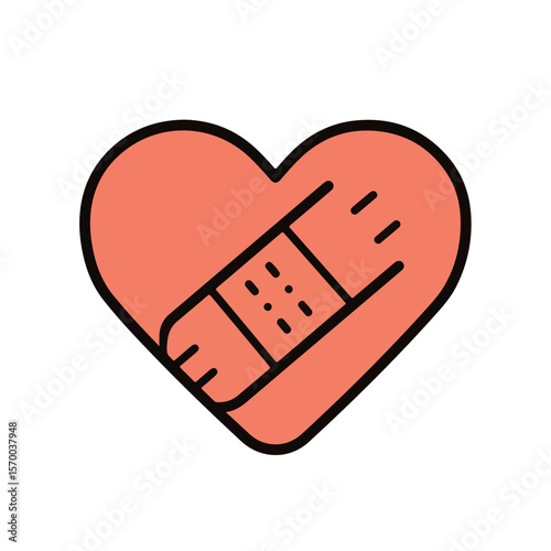 A healing heart with a bandage, symbolizing care and recovery.