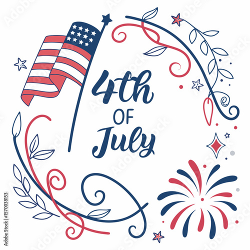 4th July vector illustration free online design. 