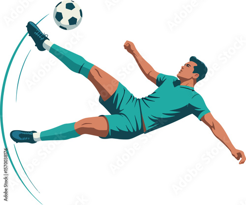 Colorful Soccer Player Illustration Kicking Ball – Modern Sports Artwork
