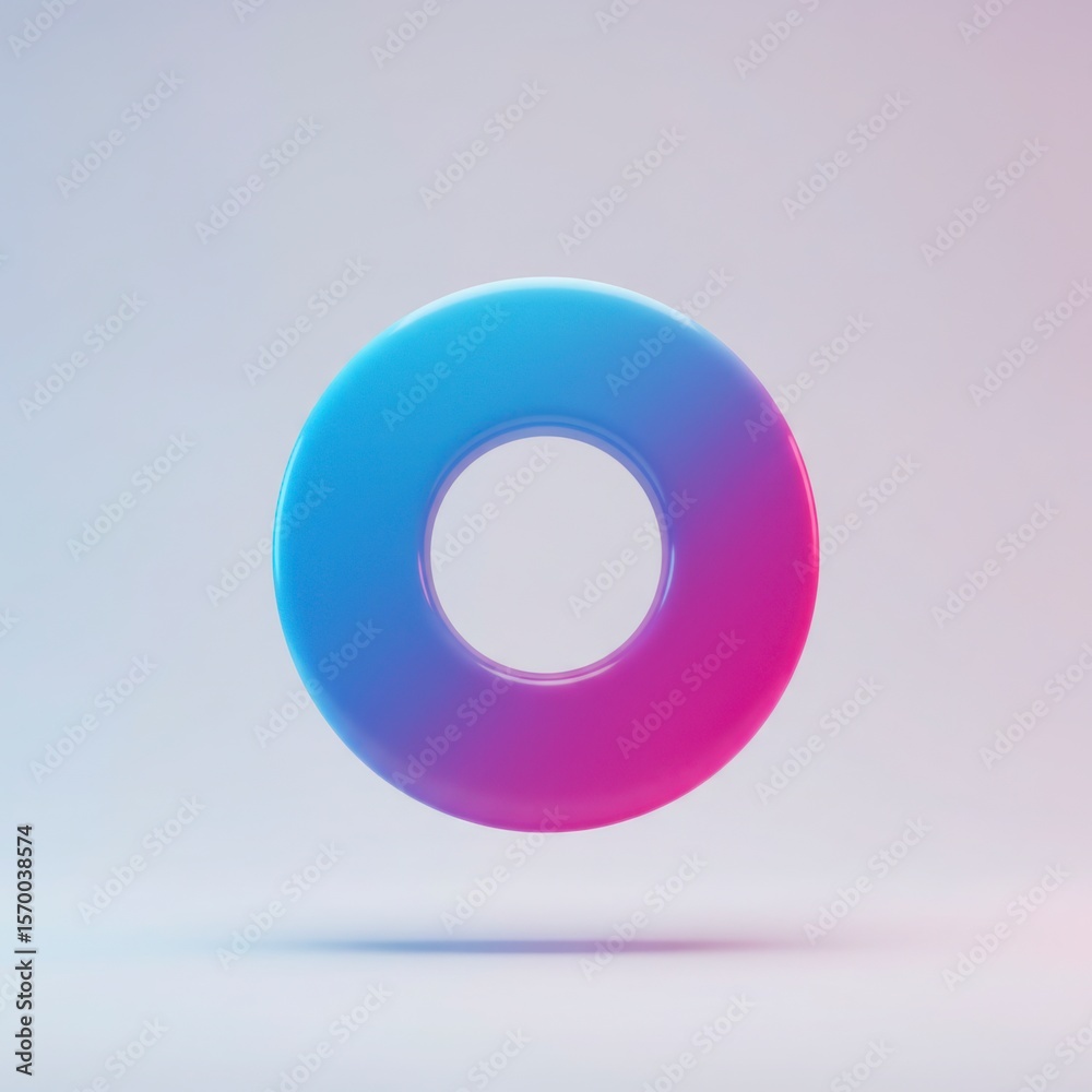 Obraz premium Abstract geometric torus shape with vibrant blue and pink gradient