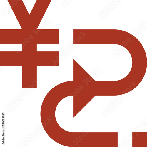 Illustration of a red yen symbol with a curved arrow indicating a return or exchange process flow chart Free Download Illustration of a red yen symbol with a curved arrow indicating a return or exchange process flow chart - GFXLoad