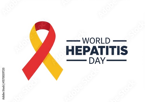 World Hepatitis Day Text with Ribbon, a simple graphic design for the medical awareness campaign on July 28th