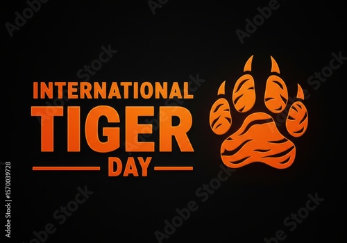 International Tiger Day Text with Paw Print, a simple graphic design for the conservation event on July 29th