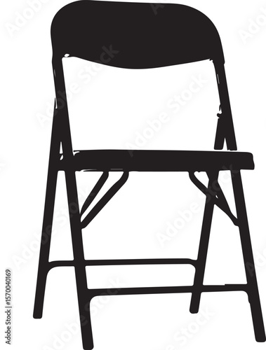 Folding Chair Silhouette Vector Illustration on Transparent Background