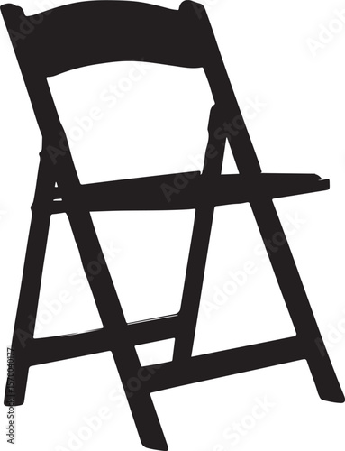 Folding Chair Silhouette Vector Illustration on Transparent Background