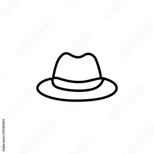 Minimalist Line Icon of a Classic Fedora Hat: Headwear, Style, and Fashion Accessory Symbol