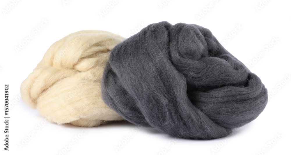Different color felting wool isolated on white Different color felting wool isolated on white