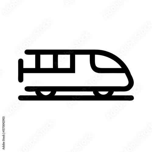 Simple line drawing of a modern train in motion  