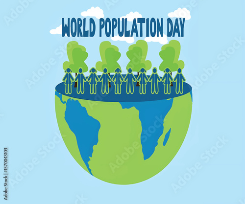 World Population Day diverse people crowd concept with overloaded environment theme

