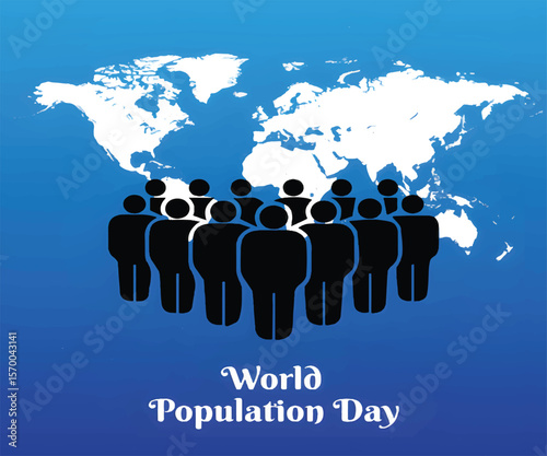 World Population Day elegant ocean background with underwater ecosystem vector design

