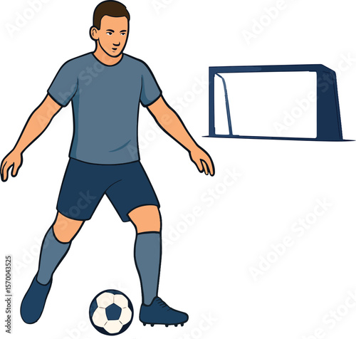 Colorful Soccer Player Illustration Kicking Ball – Modern Sports Artwork