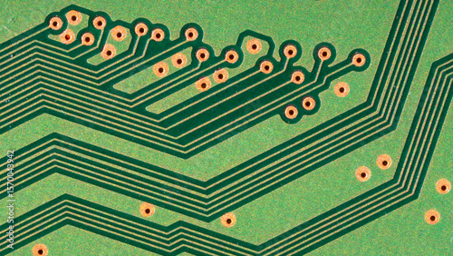 Konstfotografi Macro image of a circuit board resembles highways and byways
