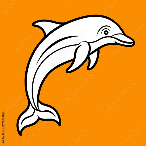 Vector outline design of a dolphin for marine conservation and educational materials