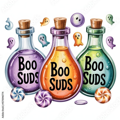 Pastel Halloween Soap Bars – Stitched Potion Bottle Shapes with Glowing Accents