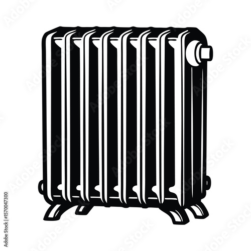Black silhouette of a vertical radiator heating