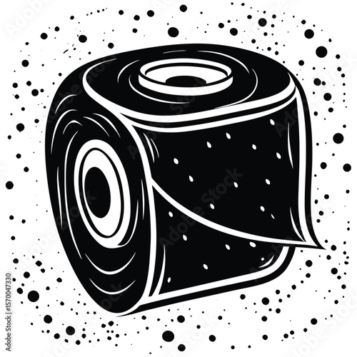Black toilet paper roll with scattered dots white vector