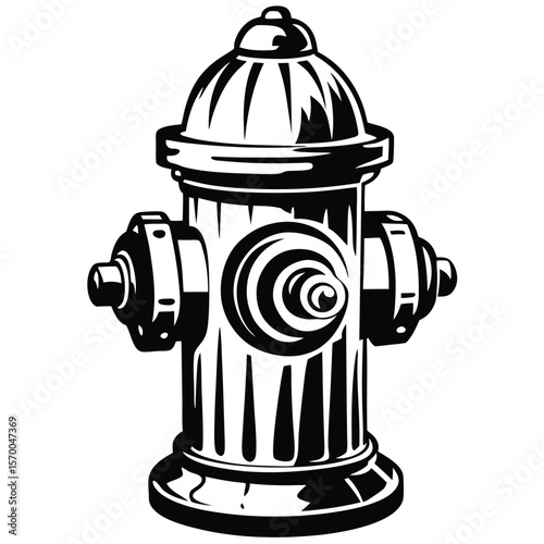 Bold black silhouette of a fire hydrant black and white
