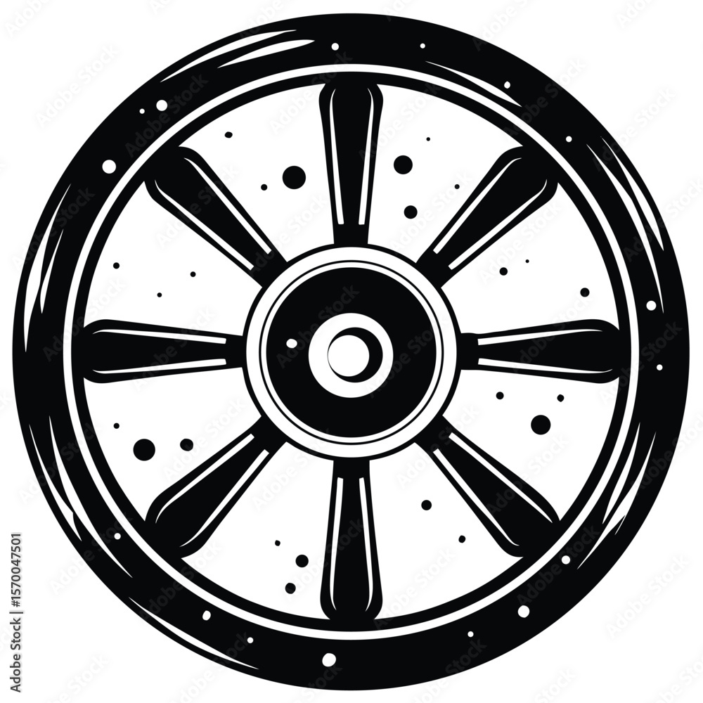Obraz premium Nautical Wheel Control Symbol ship steering