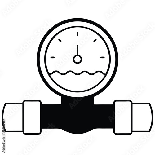 Round water meter gauge on white background dial measurement