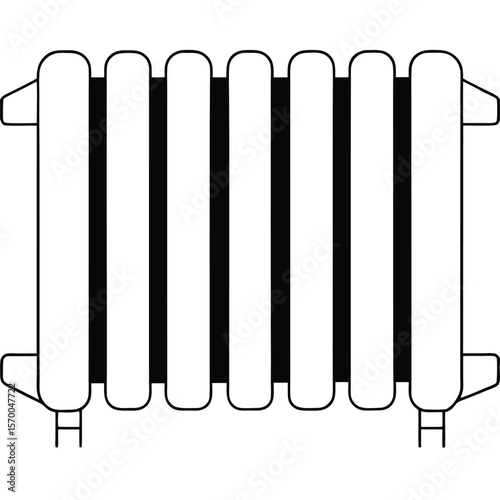 Vertical radiator with black fins heating white