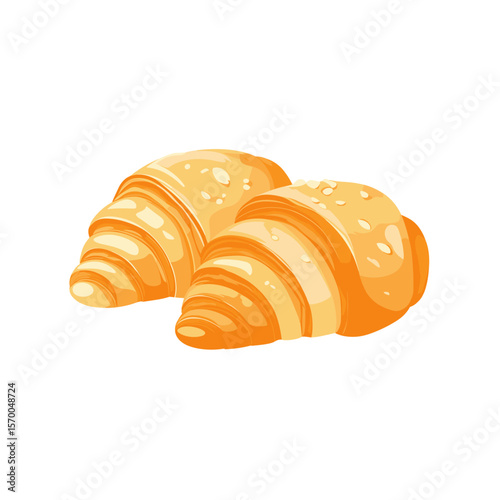 Golden croissant on a white background