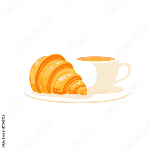 Golden croissant on a white background