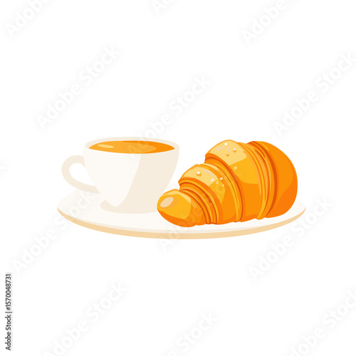 Golden croissant on a white background