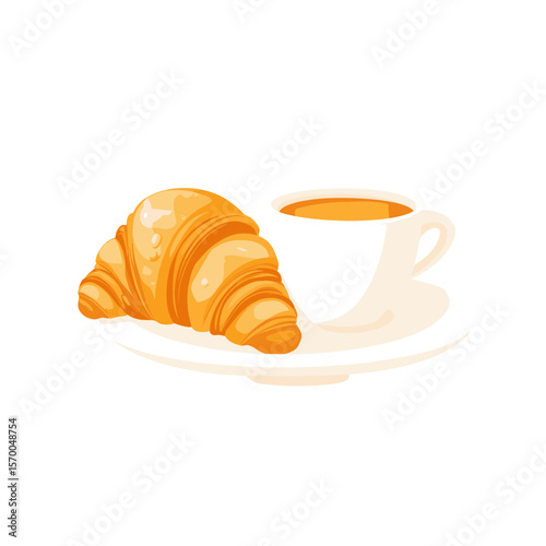 Golden croissant on a white background