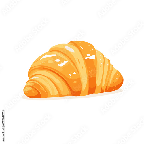 Golden croissant on a white background