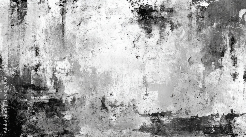 Fototapeta premium A wall with a lot of paint splatters and a few spots of color. The wall appears to be old and worn, with a sense of decay and abandonment. Scene is one of melancholy and nostalgia
