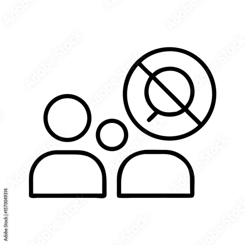 No visitors symbol with outline figures and magnifying glass  
