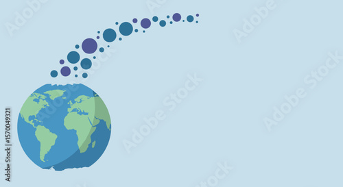 International Day for the Protection of the Ozone Layer with earth globe and molecule trail on light blue background.