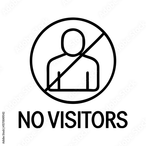 No visitors sign with person icon and prohibition symbol  