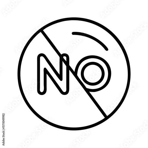 No symbol in circular design with line through on white background  