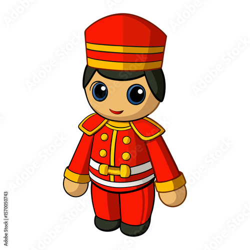 Cartoon bellhop character in red uniform vector