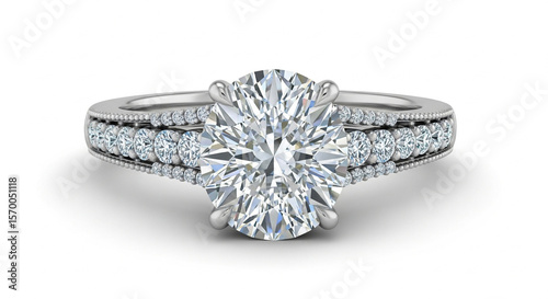 silver ring with diamonds isolated