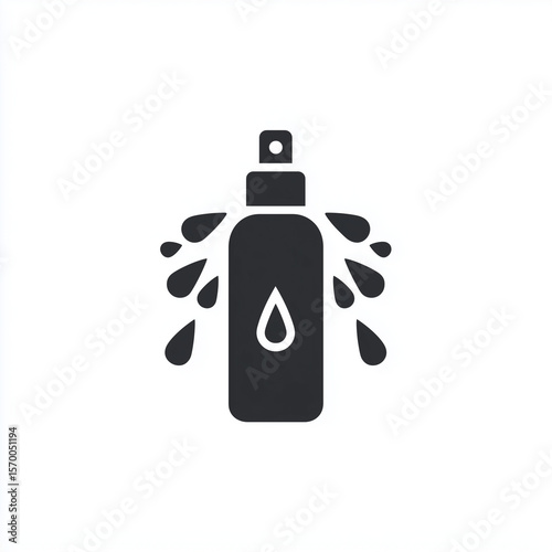 Vector icon of medical spray with drops - flat style, minimalism, black silhouette on white background