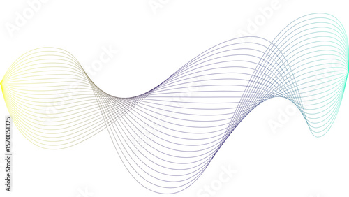 l	
Vector curvy abstract line art wavy flowing dynamic colorful lines white background in concept music or sound, wave, wind, information flow