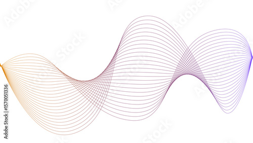 l	
Vector curvy abstract line art wavy flowing dynamic colorful lines white background in concept music or sound, wave, wind, information flow