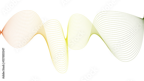 l	
Vector curvy abstract line art wavy flowing dynamic colorful lines white background in concept music or sound, wave, wind, information flow