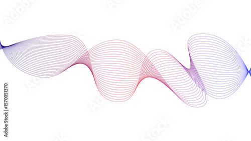l	
Vector curvy abstract line art wavy flowing dynamic colorful lines white background in concept music or sound, wave, wind, information flow