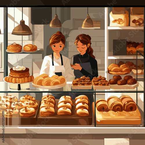 Delightful Bakery Display with Pastries