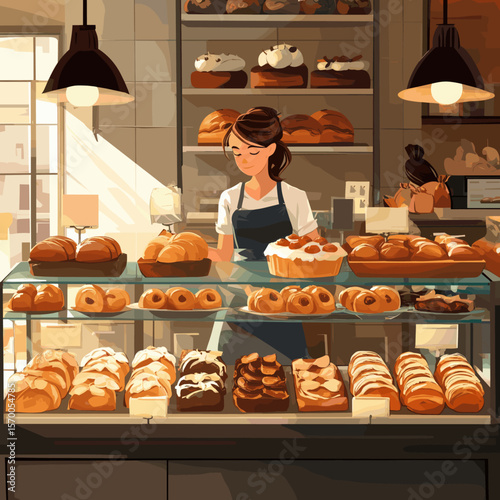 Delightful Bakery Display with Pastries