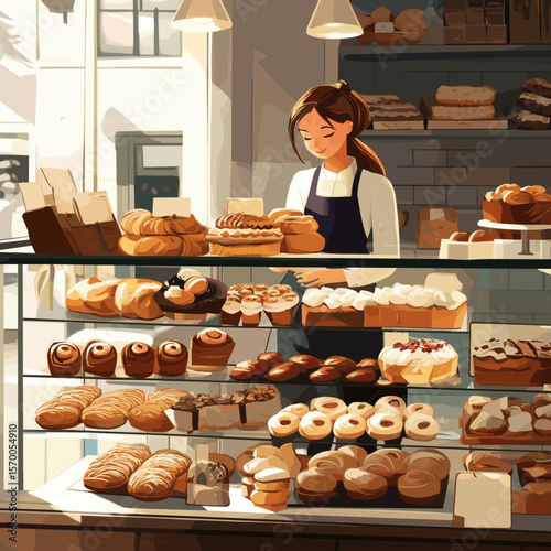 Delightful Bakery Display with Pastries