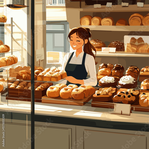 Delightful Bakery Display with Pastries